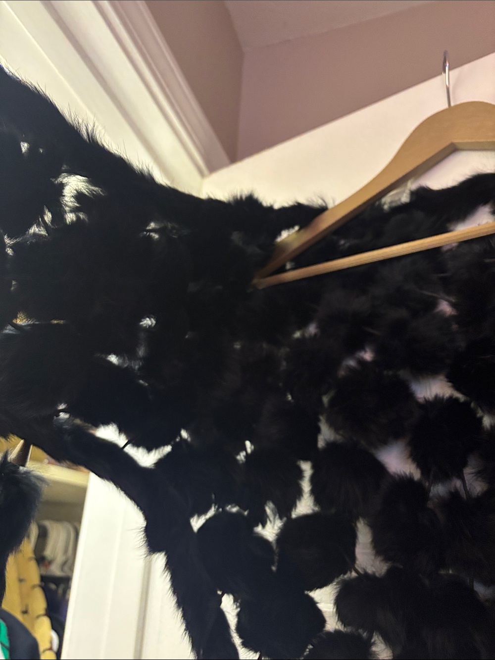 Black Authentic Rabbit Fur Shawl - Picture 4 of 4